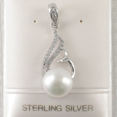 Sterling Silver 925 White Pearl & CZ Pendant