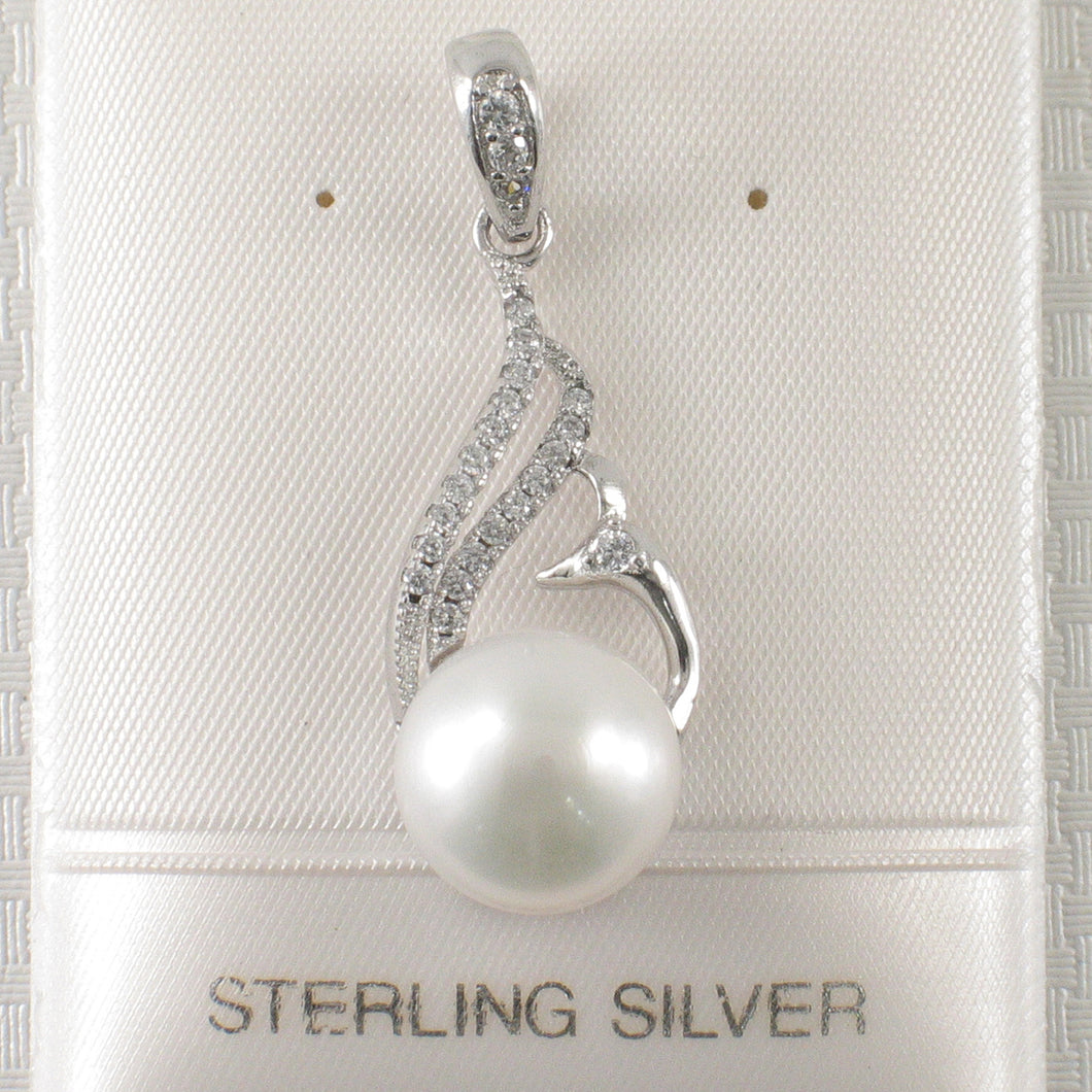 Sterling Silver 925 White Pearl & CZ Pendant