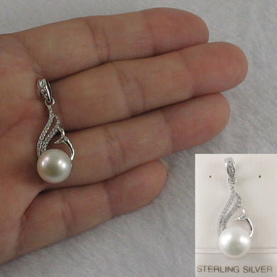 9200490-Beautiful-White-F/W-Pearl-Crafted-Solid-Silver-925-Cubic-Zirconia-Pendant