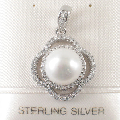 Sterling Silver 925 White Pearl & CZ Pendant