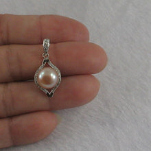 Load image into Gallery viewer, 9200512-Beautiful-Cubic-Zirconia-Pink-Cultured-Pearl-Solid-Silver-925-Pendant