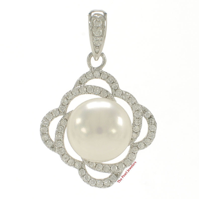 Sterling Silver 925 White Pearl & CZ Pendant