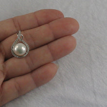 Load image into Gallery viewer, 9200530-Beautiful-White-Cultured-Pearls-Solid-Silver-925-Cubic-Zirconia-Pendant