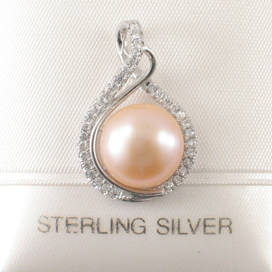 Sterling Silver 925 Pink Pearl & CZ Pendant