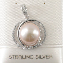 Load image into Gallery viewer, 9200542-Beautiful-Pink-Cultured-Pearls-Solid-Silver-925-Cubic-Zirconia-Pendant