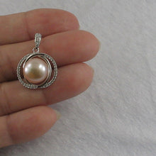 Load image into Gallery viewer, 9200542-Beautiful-Pink-Cultured-Pearls-Solid-Silver-925-Cubic-Zirconia-Pendant