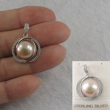 Load image into Gallery viewer, 9200542-Beautiful-Pink-Cultured-Pearls-Solid-Silver-925-Cubic-Zirconia-Pendant