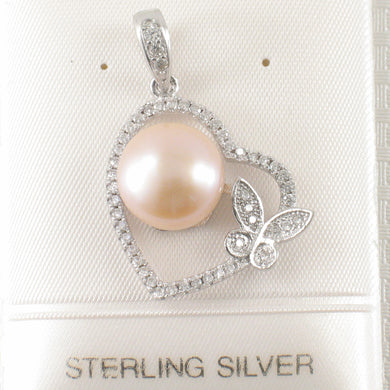 Sterling Silver 925 Pink Pearl & CZ Pendant