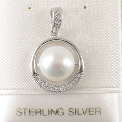 Sterling Silver 925 White Pearl & CZ Pendant