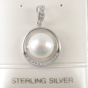 9200560-Real-White-Cultured-Pearls-Solid-Silver-925-Cubic-Zirconia-Pendant
