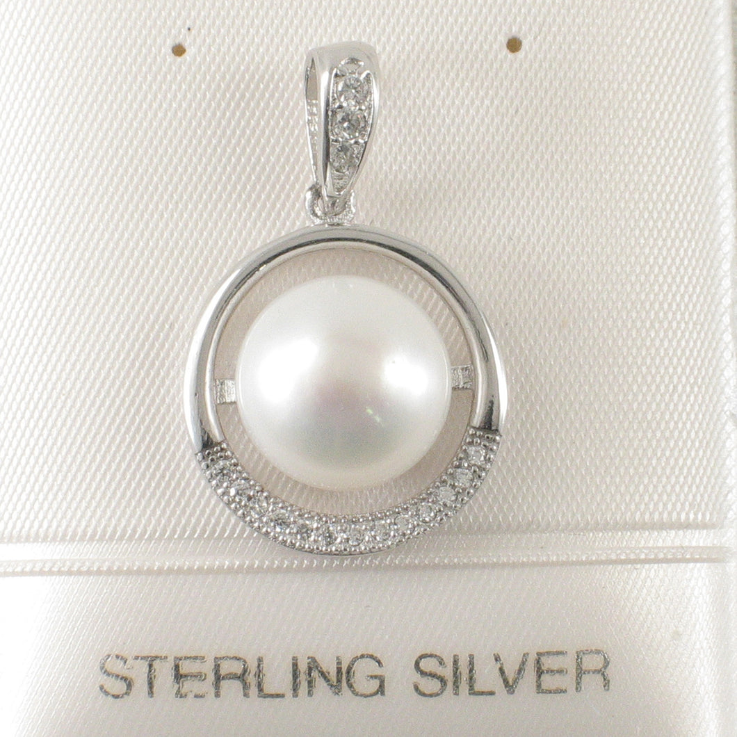 Sterling Silver 925 White Pearl & CZ Pendant