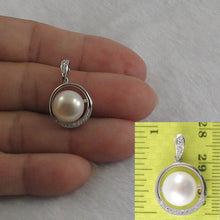 Load image into Gallery viewer, 9200560-Real-White-Cultured-Pearls-Solid-Silver-925-Cubic-Zirconia-Pendant
