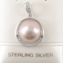 Load image into Gallery viewer, 9200562-Real-Pink-Cultured-Pearls-Solid-Silver-925-Cubic-Zirconia-Pendant