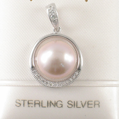 Sterling Silver 925 Pink Pearl & CZ Pendant