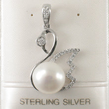 Load image into Gallery viewer, 9200570-Sterling-Silver-.925-Genuine-White-Cultured-Pearl-Cubic-Zirconia-Pendant