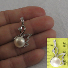 Load image into Gallery viewer, 9200570-Sterling-Silver-.925-Genuine-White-Cultured-Pearl-Cubic-Zirconia-Pendant