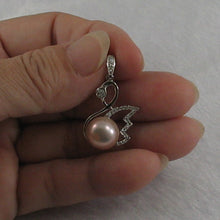 Load image into Gallery viewer, 9200572-Sterling-Silver-.925-Genuine-Pink-Cultured-Pearl-Cubic-Zirconia-Pendant
