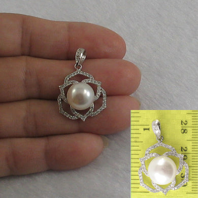 9200580-Genuine-White-Cultured-Pearl-Cubic-Zirconia-Sterling-Silver-.925-Pendant
