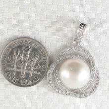 Load image into Gallery viewer, 9200590-Genuine-Beautiful-White-Pearl-Cubic-Zirconia-Sterling-Silver-.925-Pendant