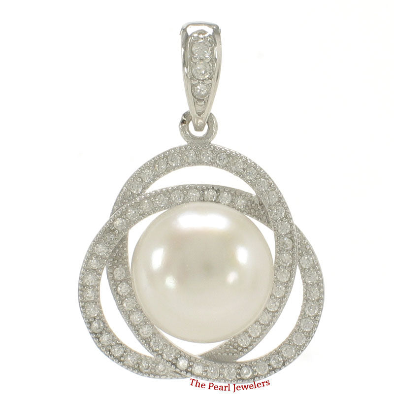 Sterling Silver 925 White Pearl & CZ Pendant