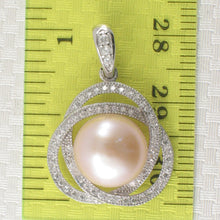 Load image into Gallery viewer, 9200592-Genuine-Beautiful-Pink-Pearl-Cubic-Zirconia-Sterling-Silver-.925-Pendant