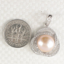 Load image into Gallery viewer, 9200592-Genuine-Beautiful-Pink-Pearl-Cubic-Zirconia-Sterling-Silver-.925-Pendant