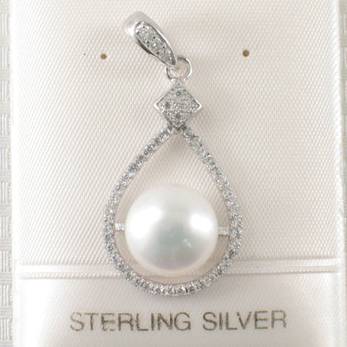 Sterling Silver 925 White Pearl & CZ Pendant