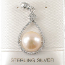 Load image into Gallery viewer, 9200602-Genuine-Natural-Pink-Pearl-Cubic-Zirconia-Sterling-Silver-.925-Pendant