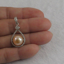 Load image into Gallery viewer, 9200602-Genuine-Natural-Pink-Pearl-Cubic-Zirconia-Sterling-Silver-.925-Pendant