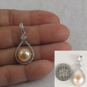 9200602-Genuine-Natural-Pink-Pearl-Cubic-Zirconia-Sterling-Silver-.925-Pendant