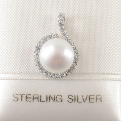 Sterling Silver 925 White Pearl & CZ Pendant