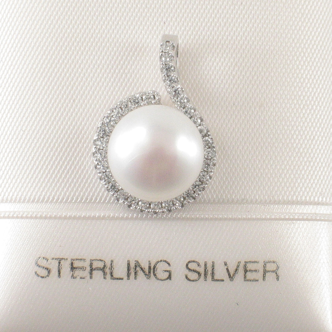 Sterling Silver 925 White Pearl & CZ Pendant