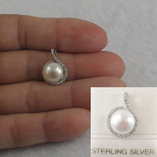 Load image into Gallery viewer, 9200610-Real-Natural-White-Pearl-Cubic-Zirconia-Sterling-Silver-.925-Pendant