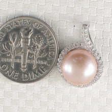 Load image into Gallery viewer, 9200612-Real-Natural-Pink-Pearl-Cubic-Zirconia-Sterling-Silver-.925-Pendant