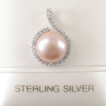 Load image into Gallery viewer, 9200612-Real-Natural-Pink-Pearl-Cubic-Zirconia-Sterling-Silver-.925-Pendant