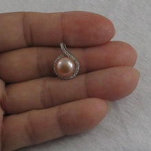 Load image into Gallery viewer, 9200612-Real-Natural-Pink-Pearl-Cubic-Zirconia-Sterling-Silver-.925-Pendant