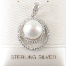 Load image into Gallery viewer, 9200620-Real-White-Cultured-Pearl-Cubic-Zirconia-Sterling-Silver-.925-Pendant