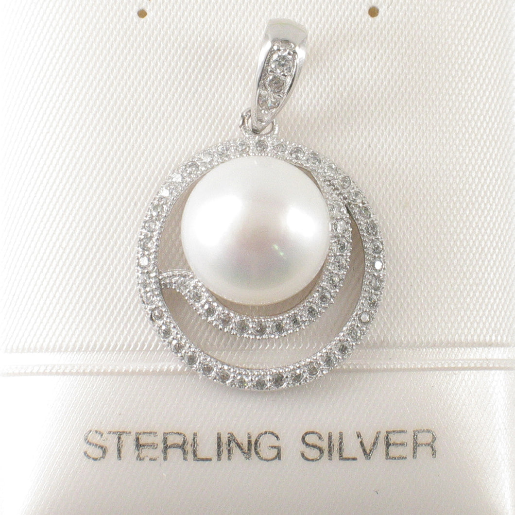 Sterling Silver 925 White Pearl & CZ Pendant