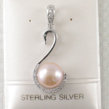 Load image into Gallery viewer, 9200632-Sterling-Silver-.925-Real-Pink-Cultured-Pearl-Cubic-Zirconia-Pendant