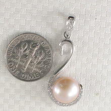 Load image into Gallery viewer, 9200632-Sterling-Silver-.925-Real-Pink-Cultured-Pearl-Cubic-Zirconia-Pendant