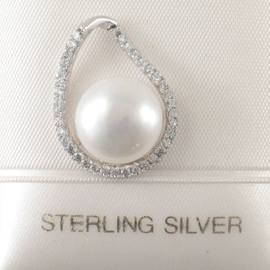 Sterling Silver 925 White Pearl & CZ Pendant