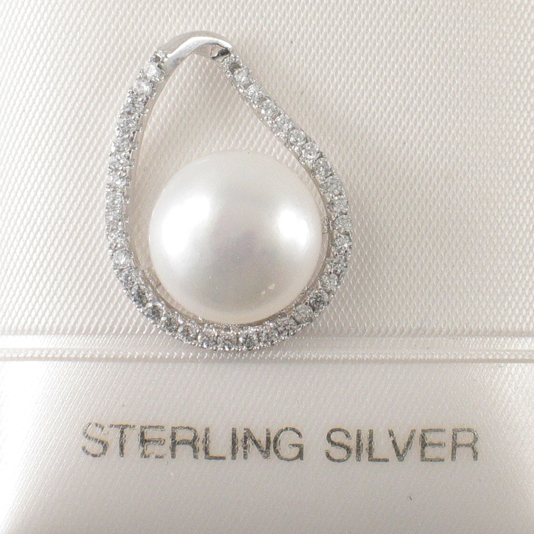 Sterling Silver 925 White Pearl & CZ Pendant