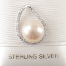 Load image into Gallery viewer, 9200652-Sterling-Silver-.925-Real-Pink-Cultured-Pearl-Cubic-Zirconia-Pendant