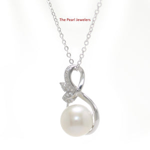 9200660-Sterling-Silver-.925-Real-White-Pearl-Cubic-Zirconia-Pendant-Necklace