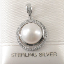 Load image into Gallery viewer, 9200670-Sterling-Silver-.925-Real-White-Cultured-Pearl-Cubic-Zirconia-Pendant