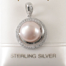 Load image into Gallery viewer, 9200672-Sterling-Silver-.925-Real-Pink-Cultured-Pearl-Cubic-Zirconia-Pendant