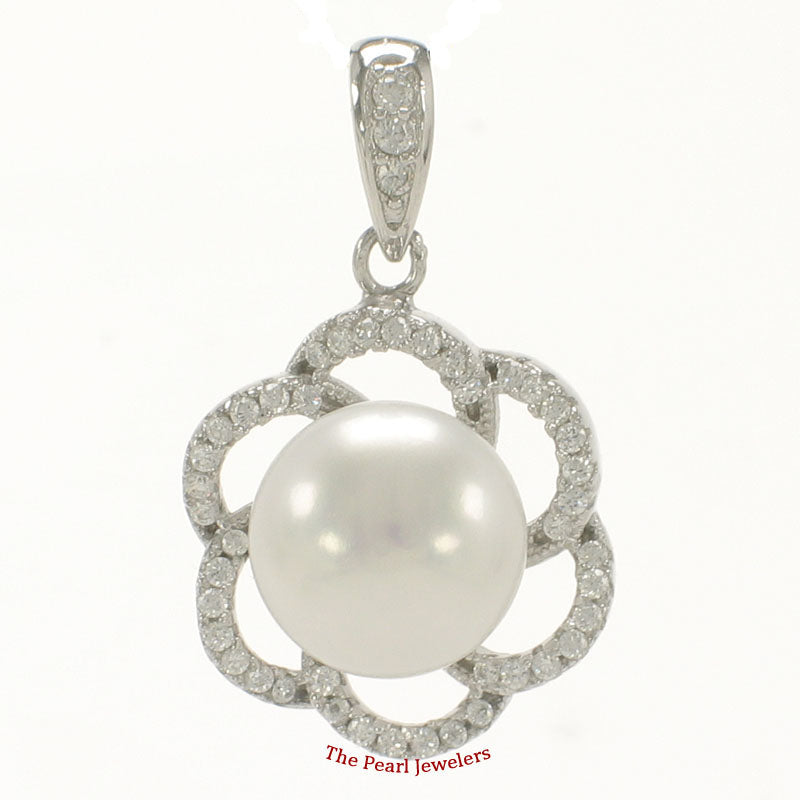 Sterling Silver 925 White Pearl & CZ Pendant
