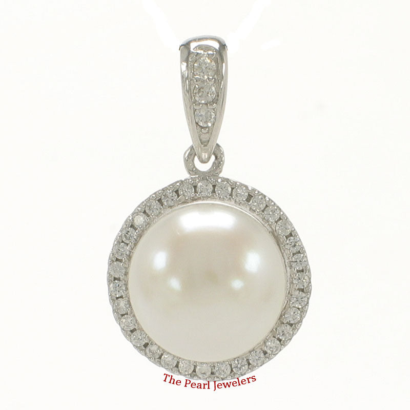 Sterling Silver 925 White Pearl & CZ Pendant