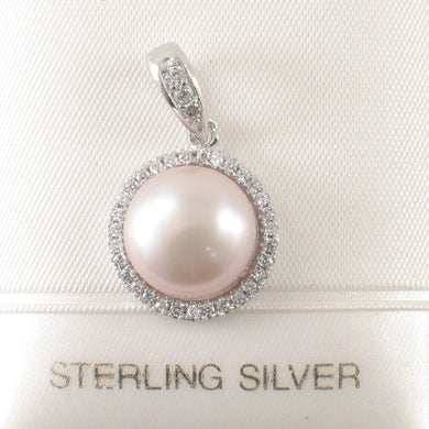 Sterling Silver 925 Pink Pearl & CZ Pendant