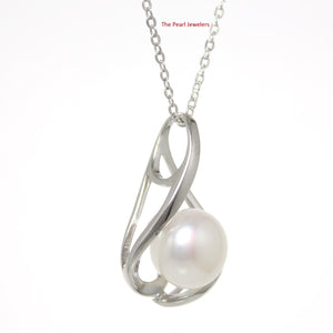 9201320-Solid-Silver-.925-Elegant-Genuine-White-Pearl-Pendant-Necklace